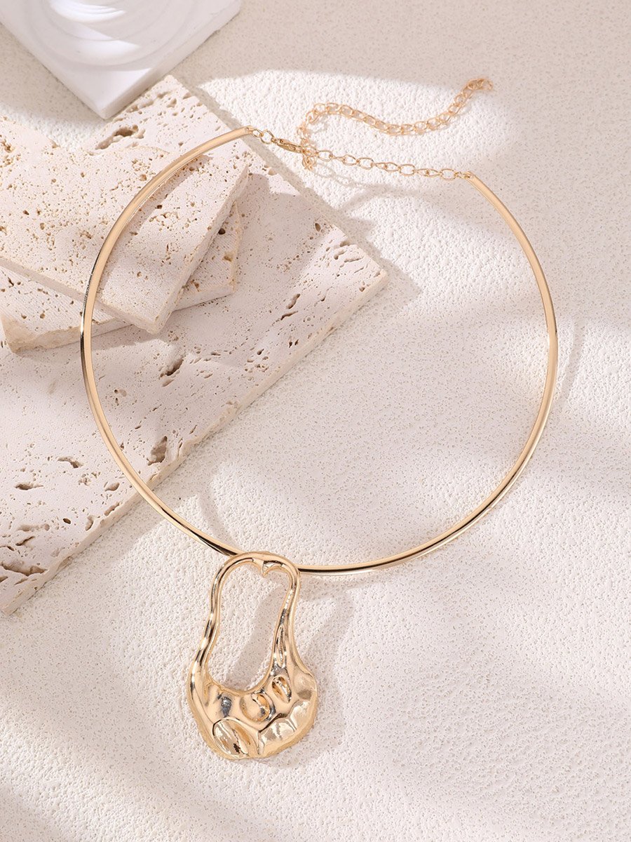 Gold Tone Statement Choker Necklace