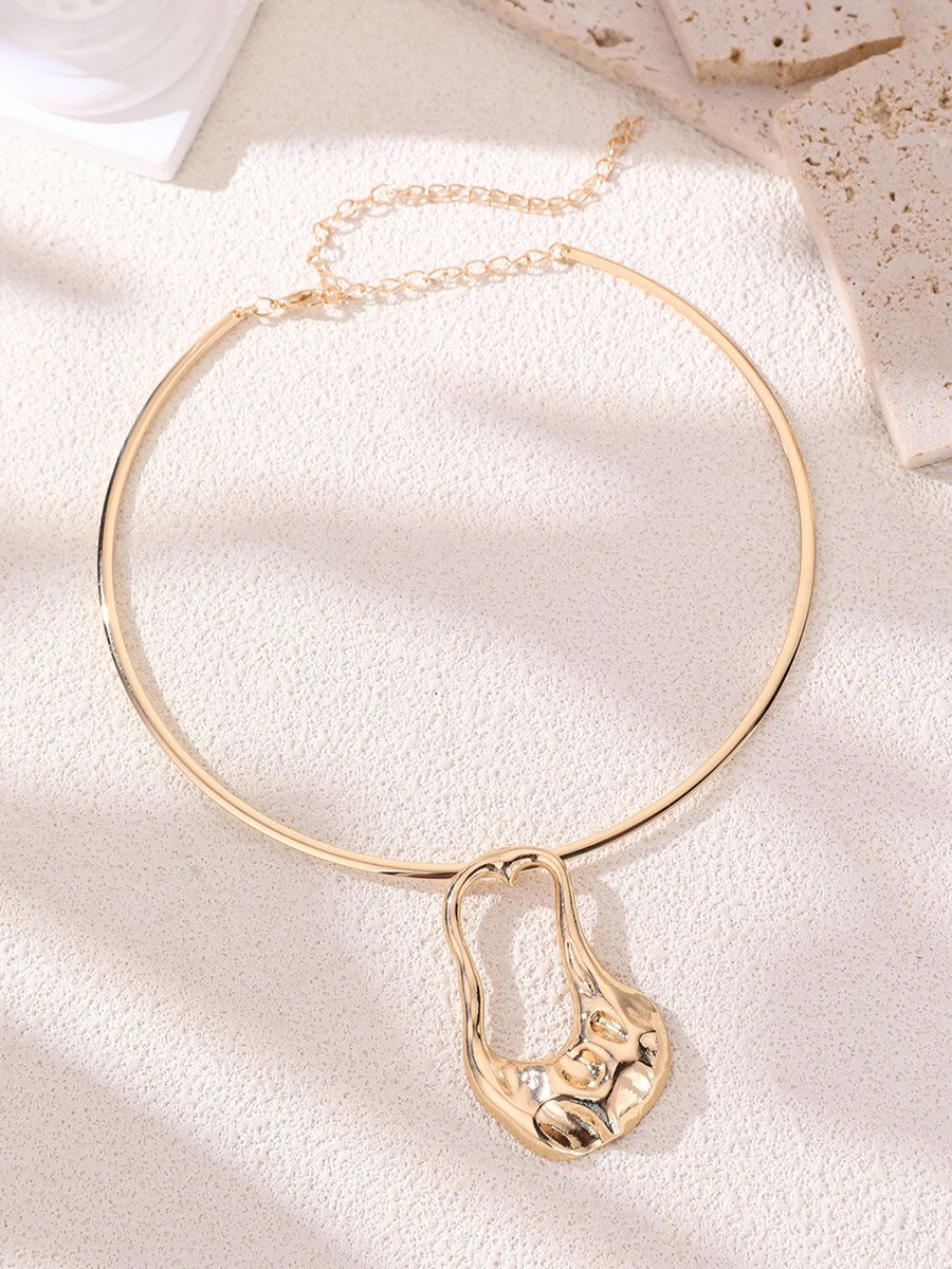 Gold Tone Statement Choker Necklace