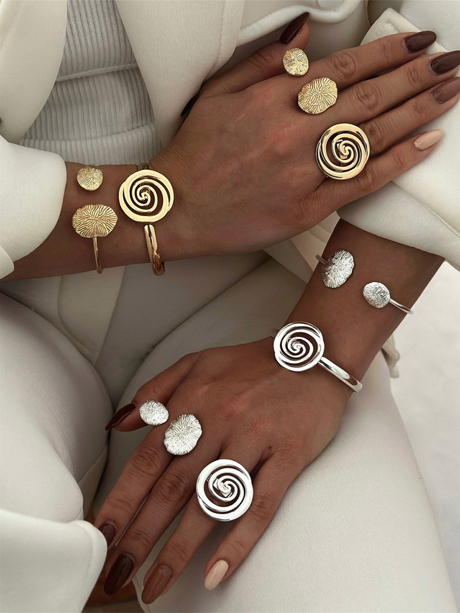 Set of 2 - Circle Open Bangle and Ring