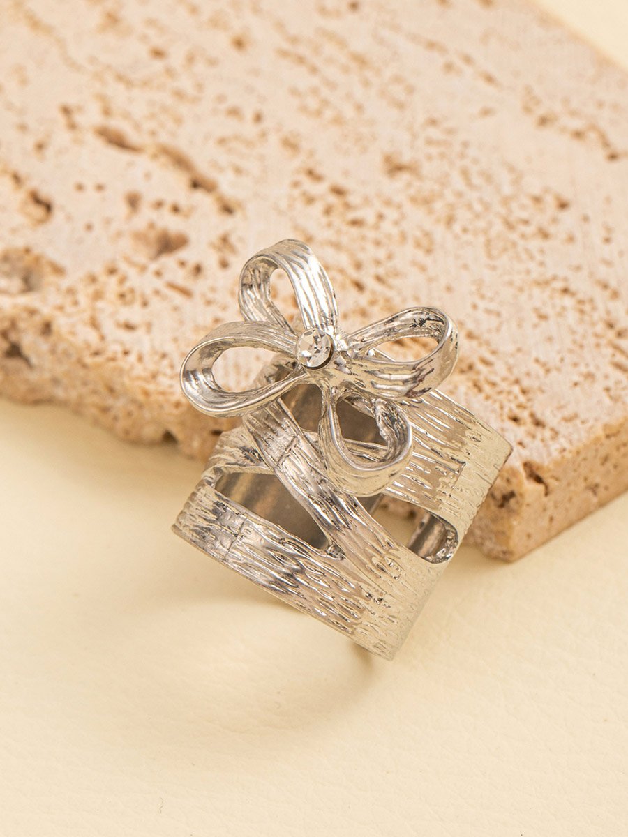 Silver Bow Open Ring