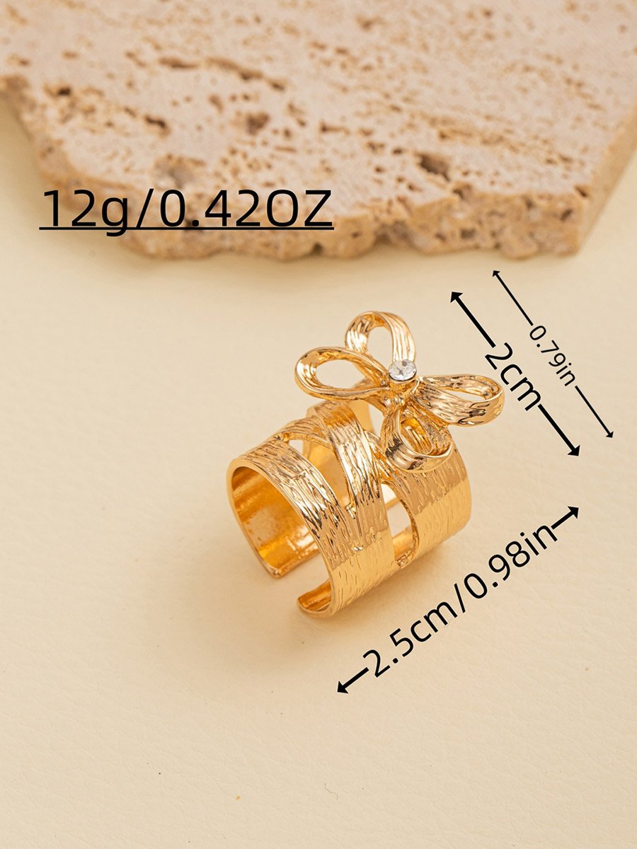 Gold Bow Decor Open Ring