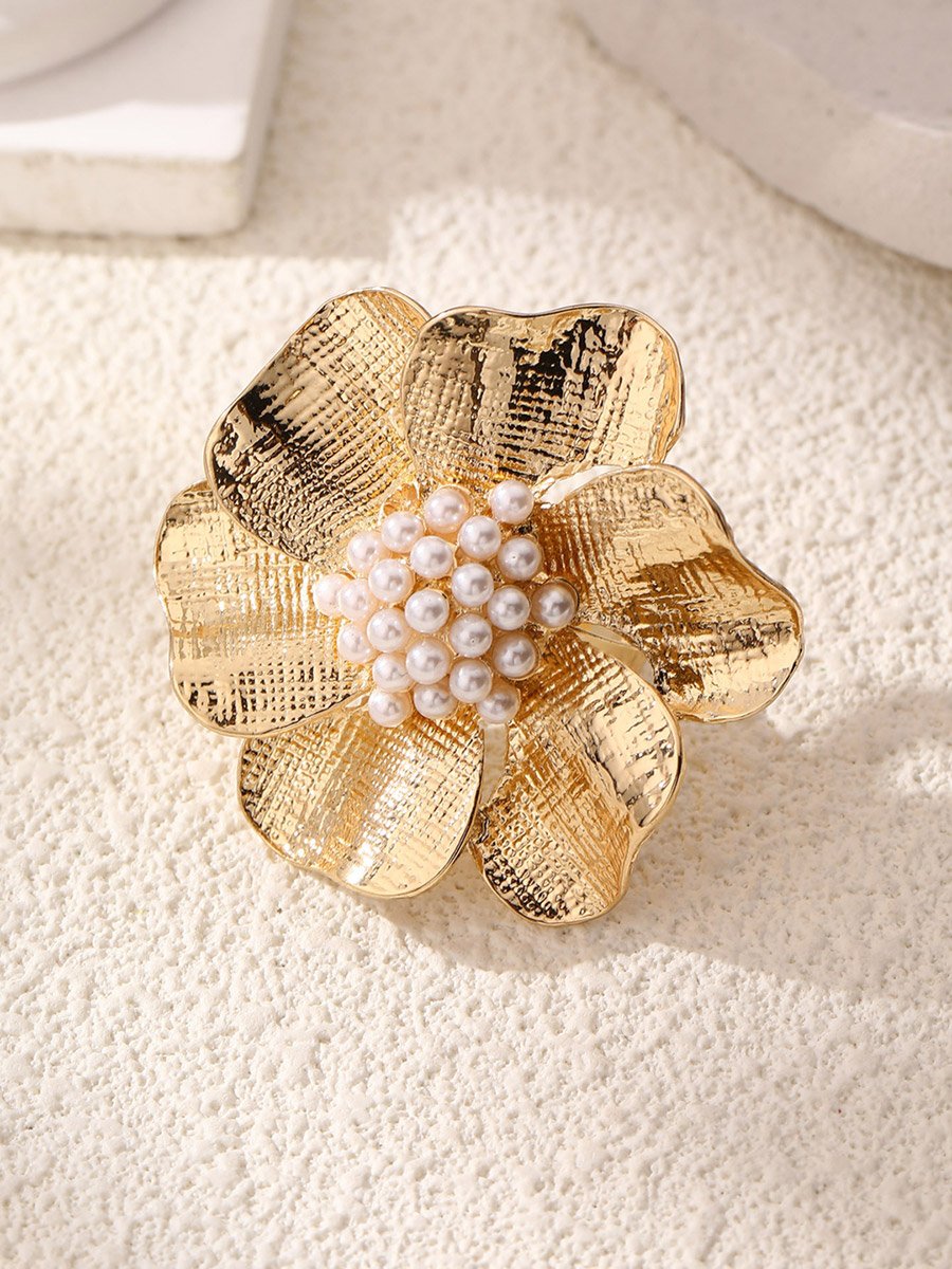 Flower Faux Pearl Embellished Ring