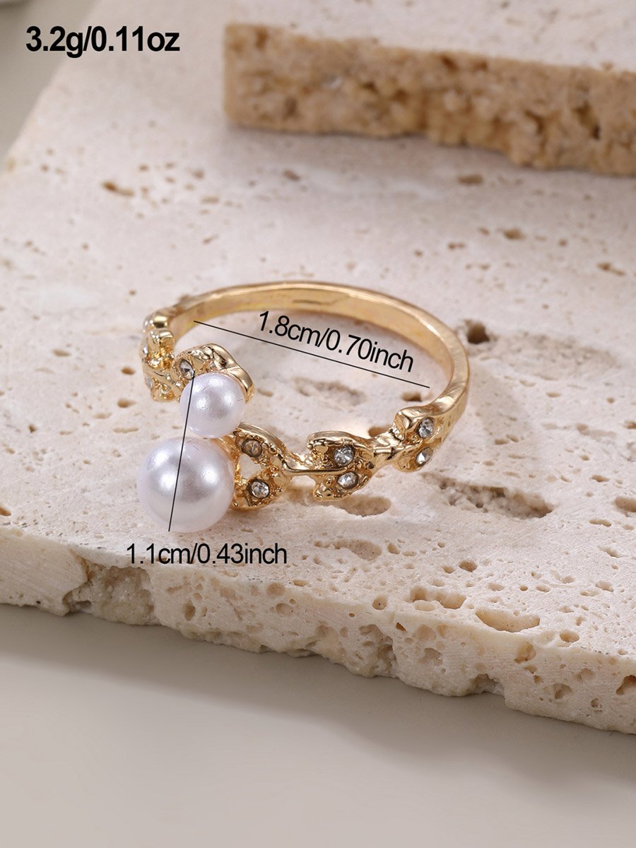 Rhinestone Faux Pearl Embellished Ring