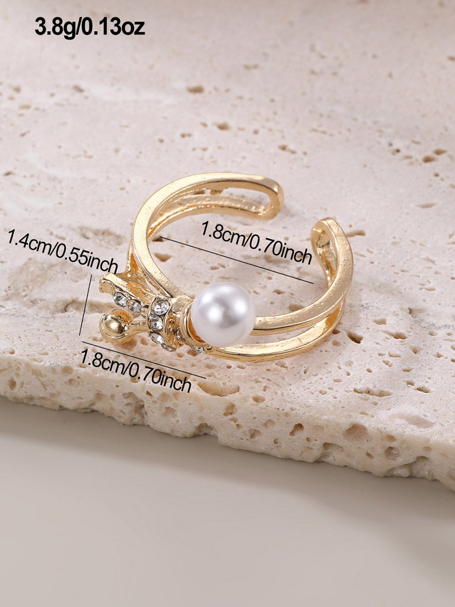 Rhinestone Faux Pearl Embellished Ring