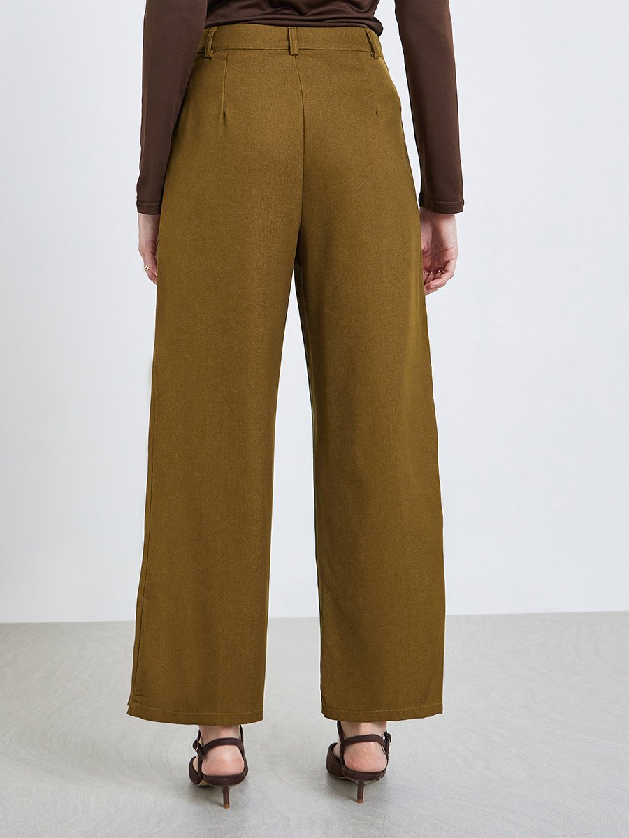 brown dress lace Straight leg pants met pressfold chocolate brown (tall) main image 0