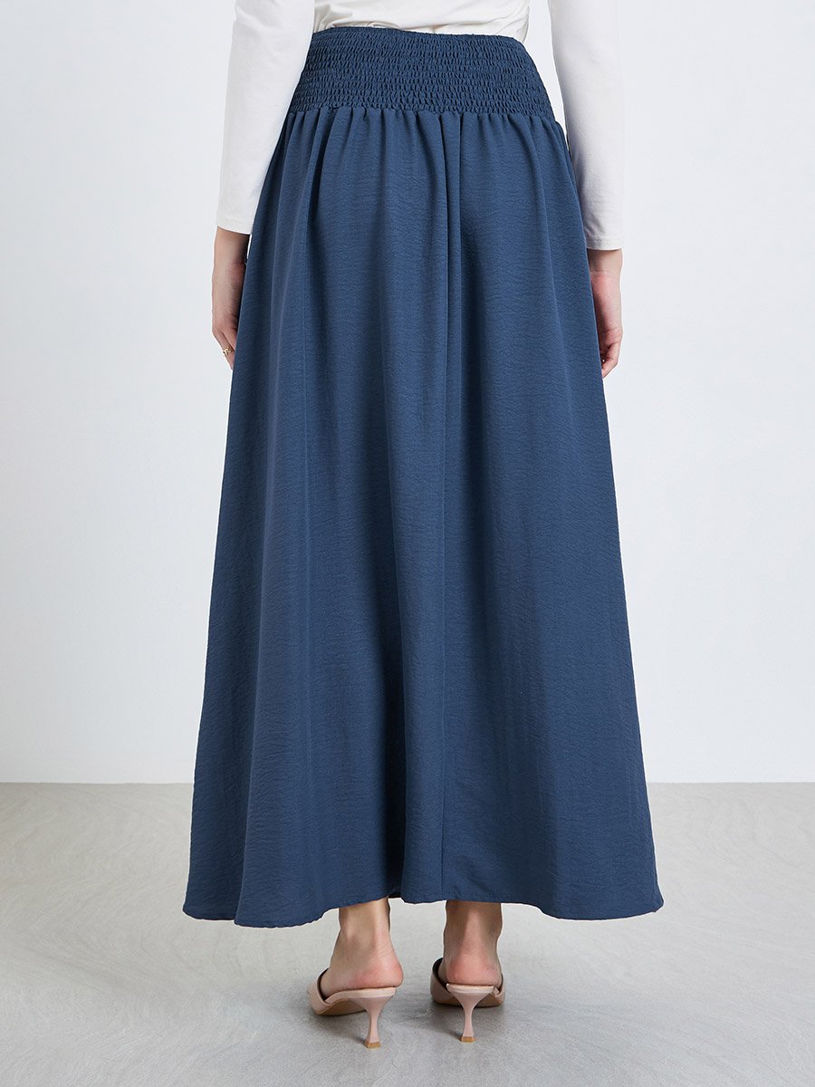 Women Navy Blue A-Line Maxi Skirt