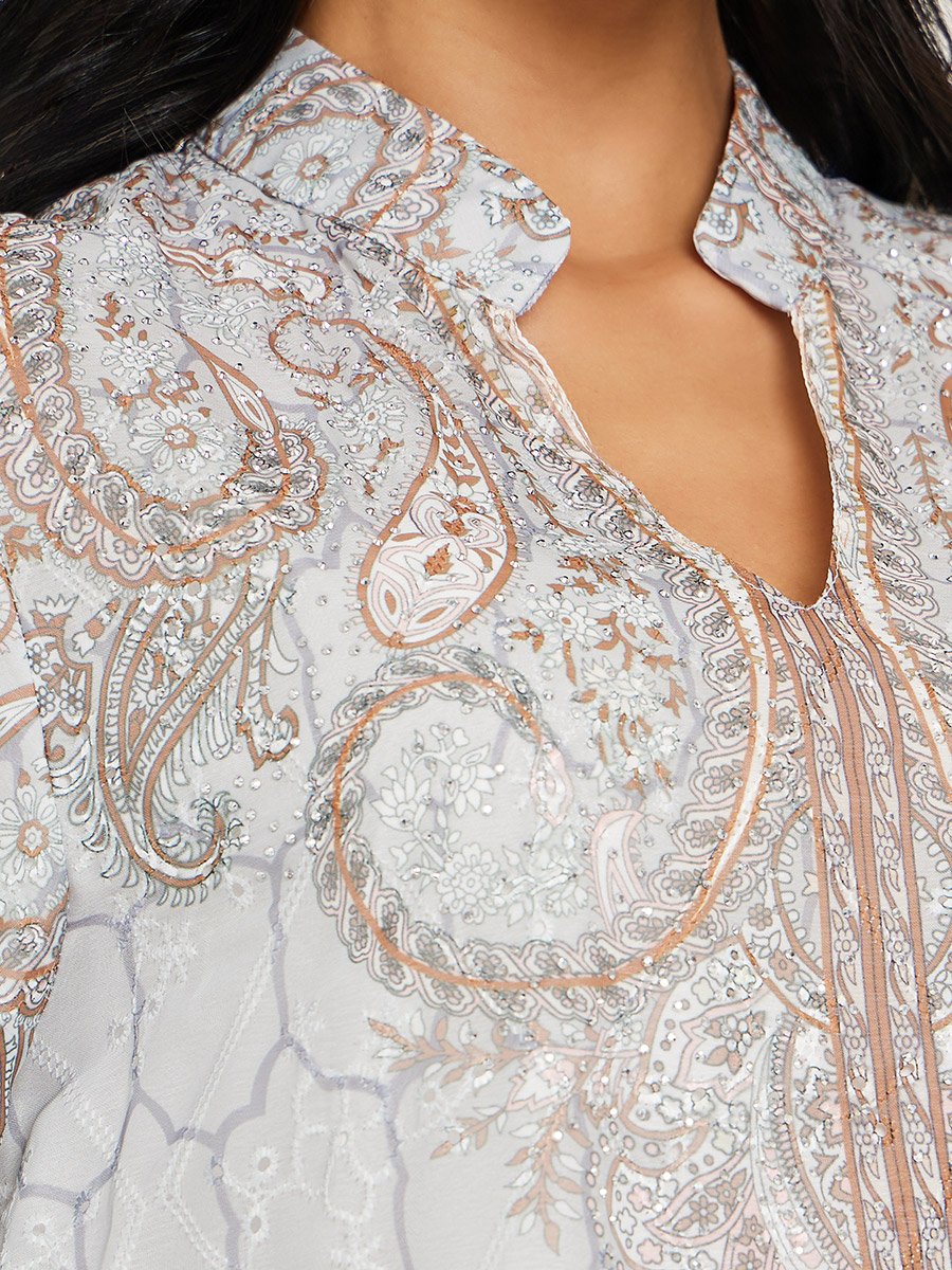 Women Printed Jalabiya with Rhinestone Embellishment