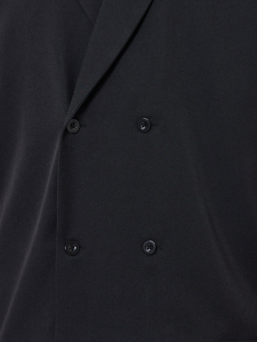 Men Black Notch Collar Double Breasted Oversized Shirt