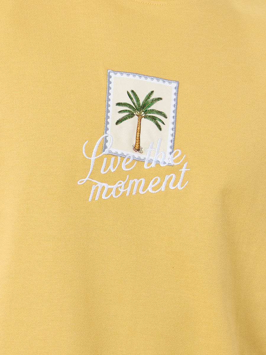 Men Embroidered Slogan Oversized T-Shirt