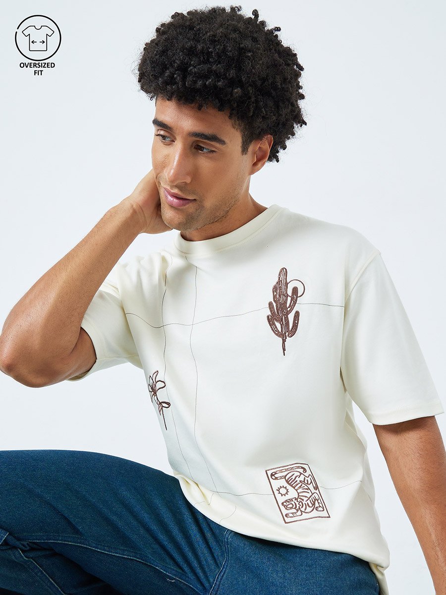 Men Embroidered Oversized T-Shirt