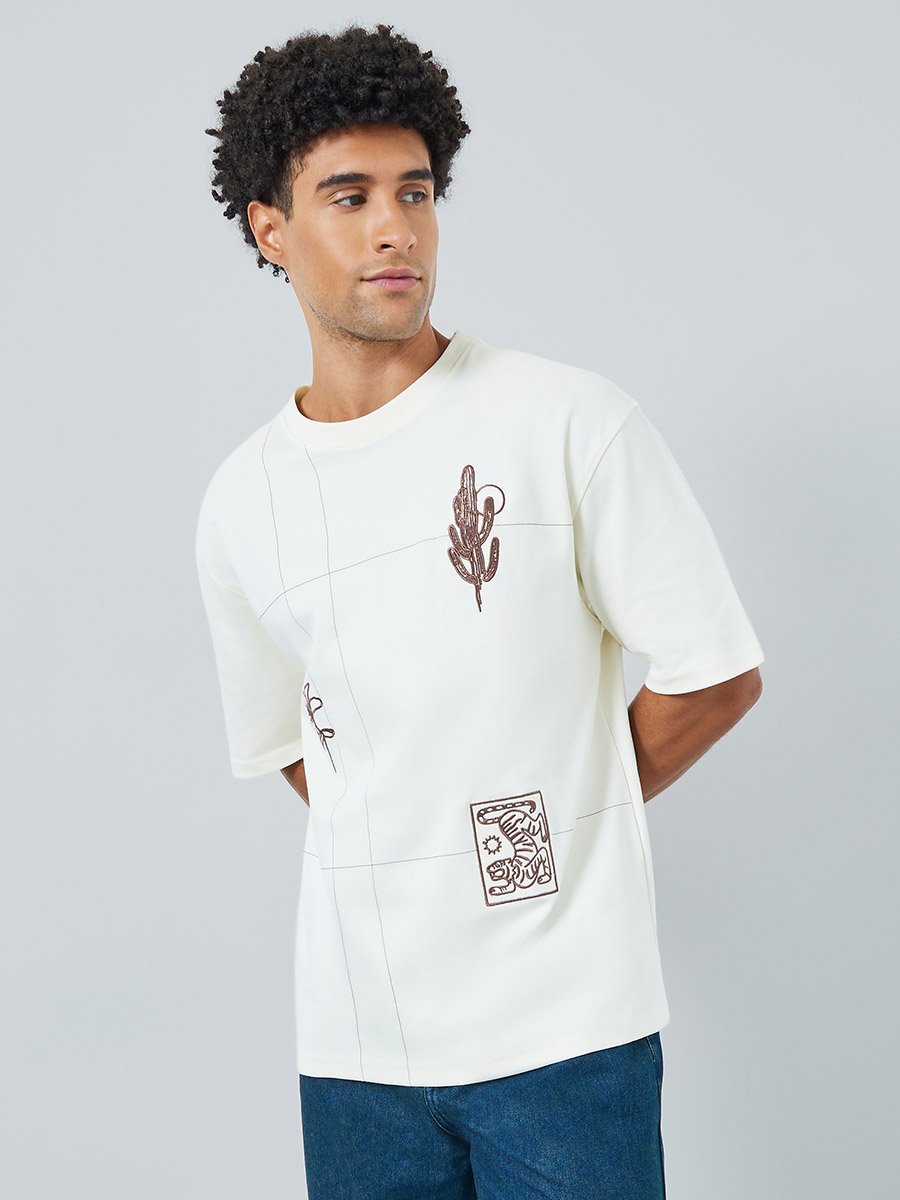 Men Embroidered Oversized T-Shirt