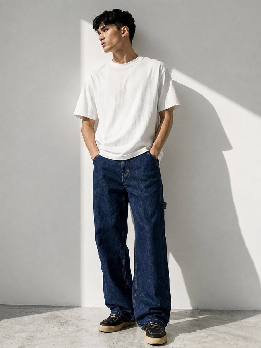 Men Mid-Rise Carpenter Baggy Jeans