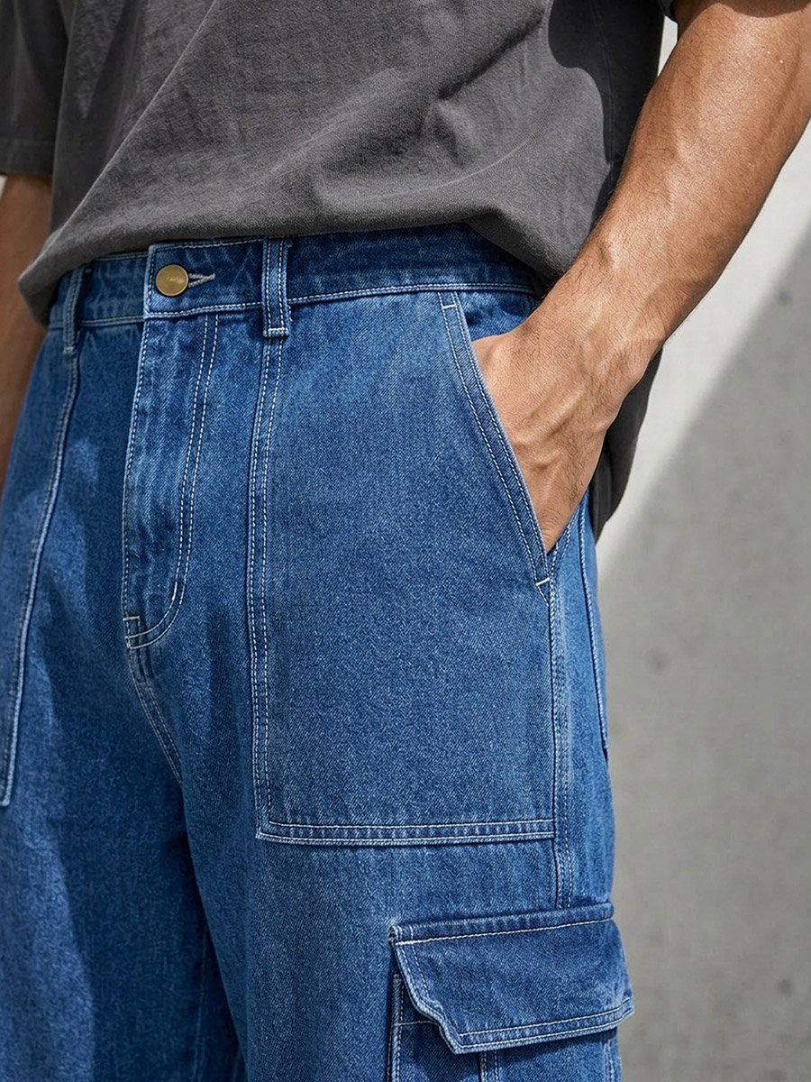Men Baggy Cargo Jeans with Pockets