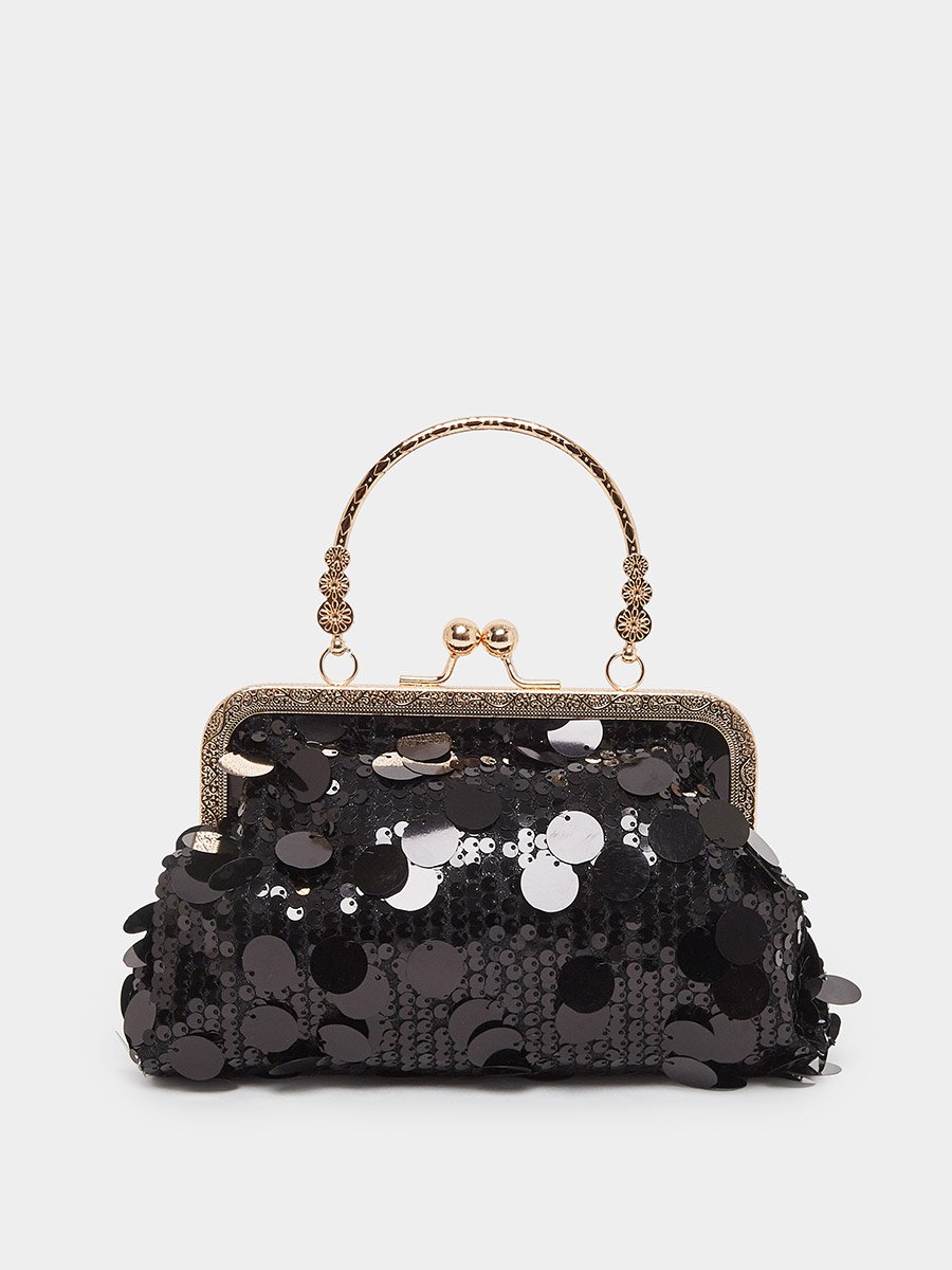 Black Sequin Clutch Bag