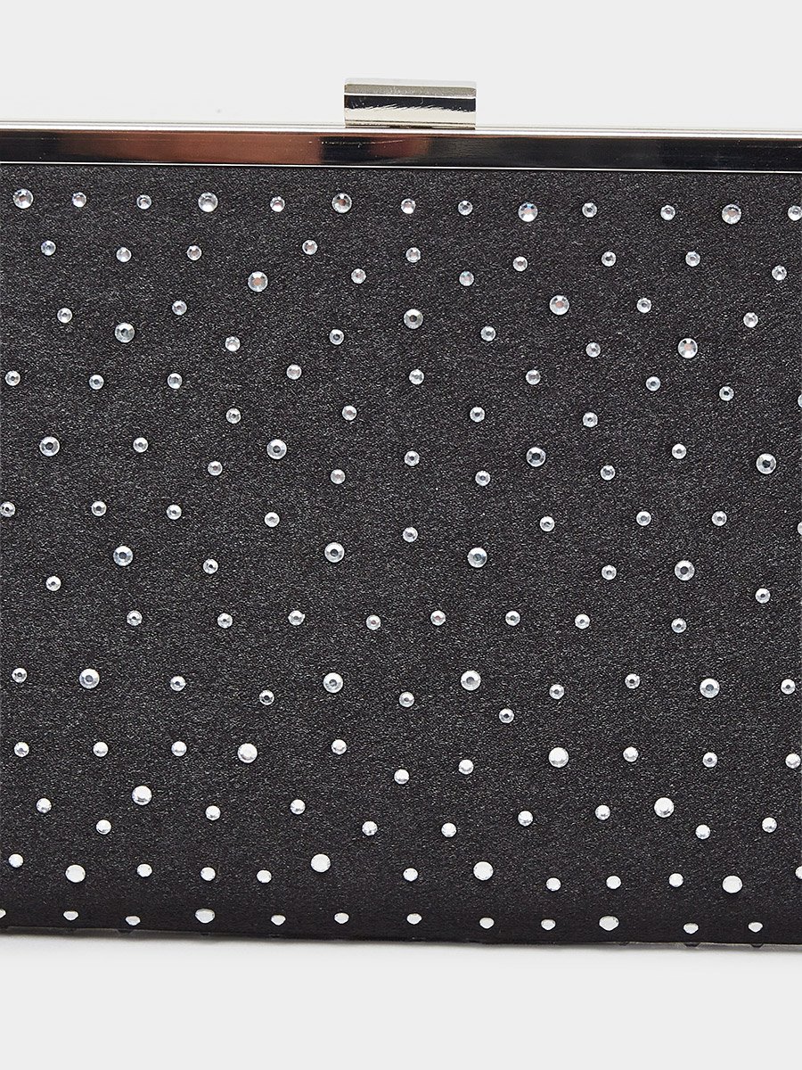 Black Diamante Embellished Clutch