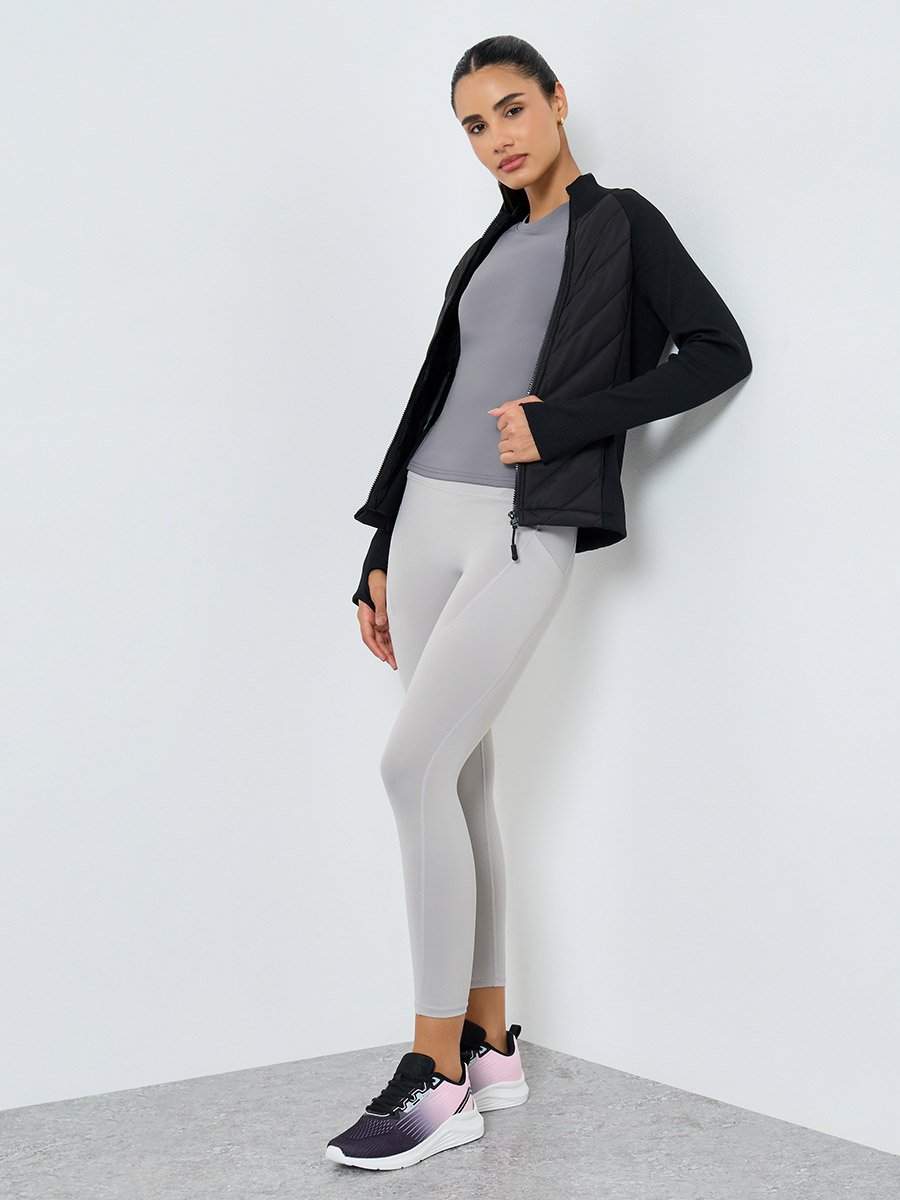 Long Sleeve Thumbhole Detail Full Zip Padded Jacket