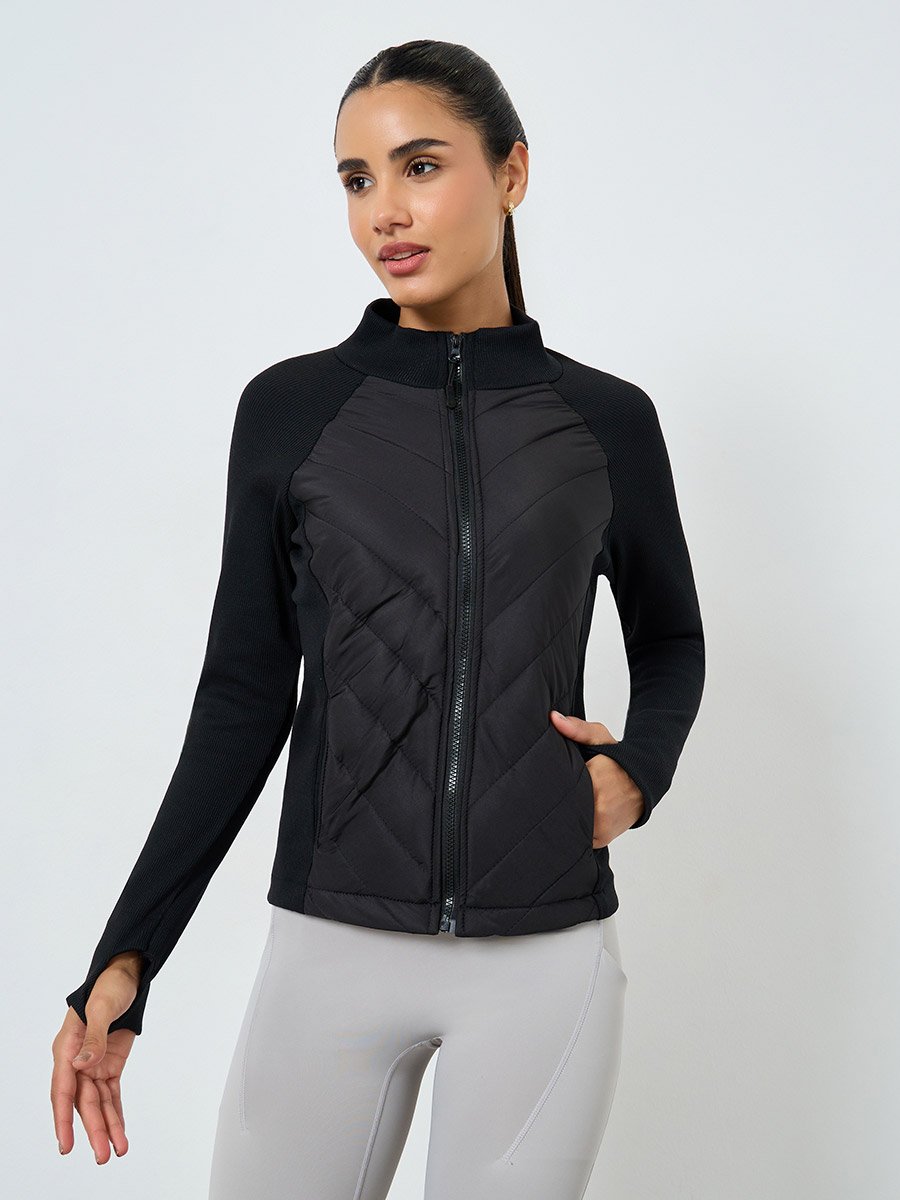 Long Sleeve Thumbhole Detail Full Zip Padded Jacket