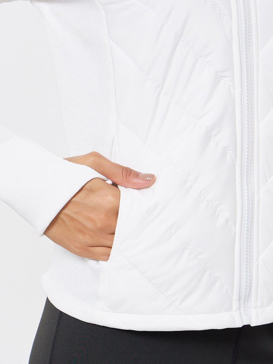 Solid Long Sleeve Thumbhole Detail Padded Jacket