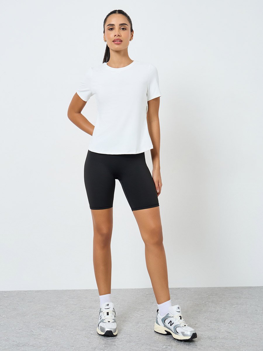 Women Overlay Wrap Effect Short Sleeve T-Shirt