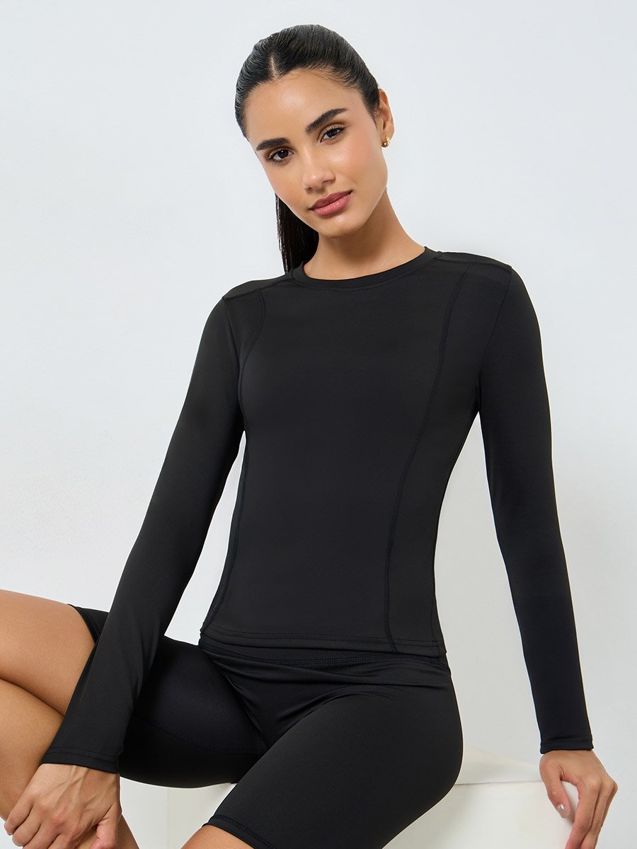 Round Neck Fitted Long Sleeve Top