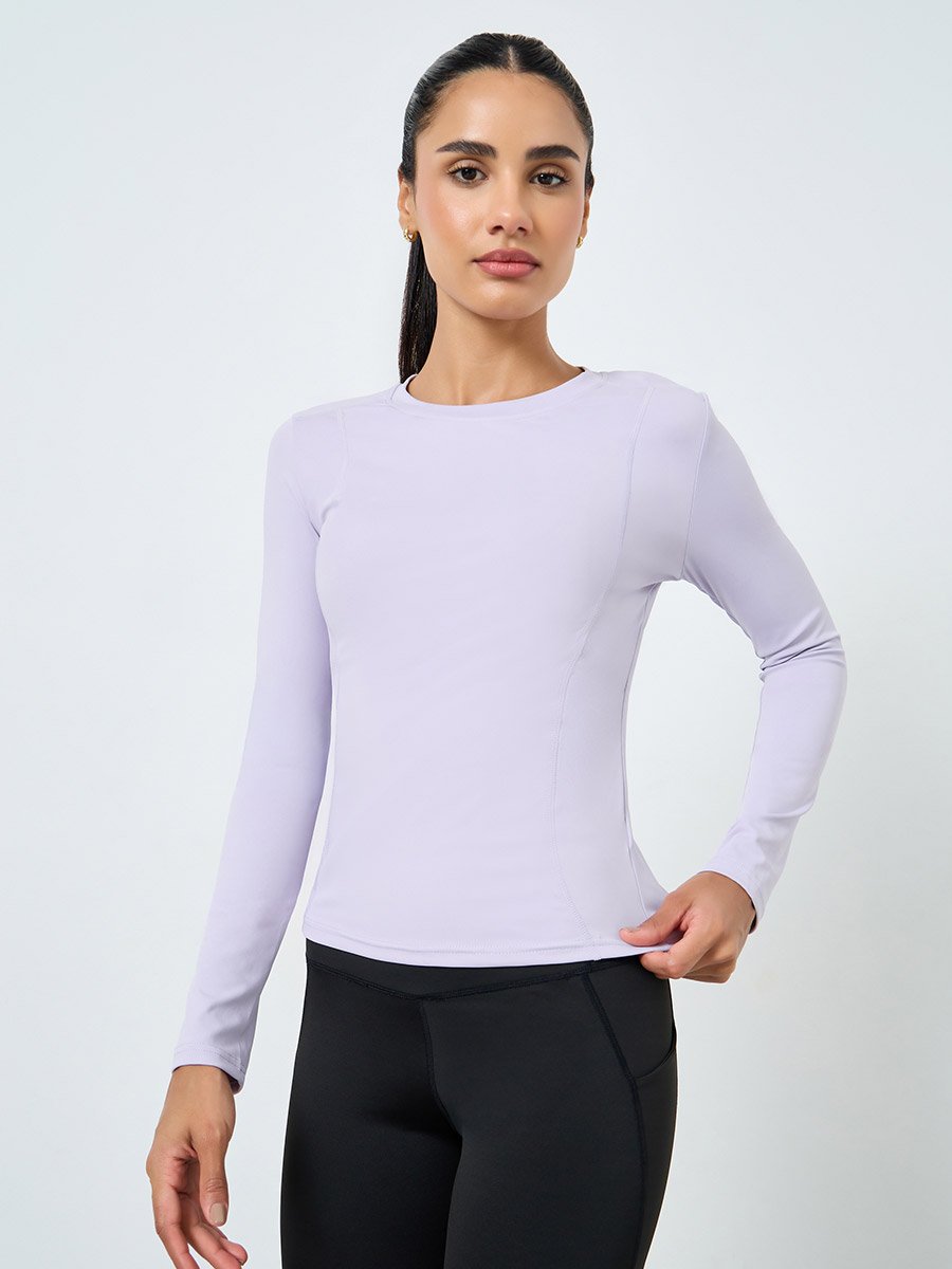 Round Neck Fitted Long Sleeve Top