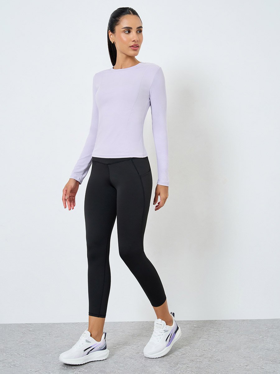 Round Neck Fitted Long Sleeve Top