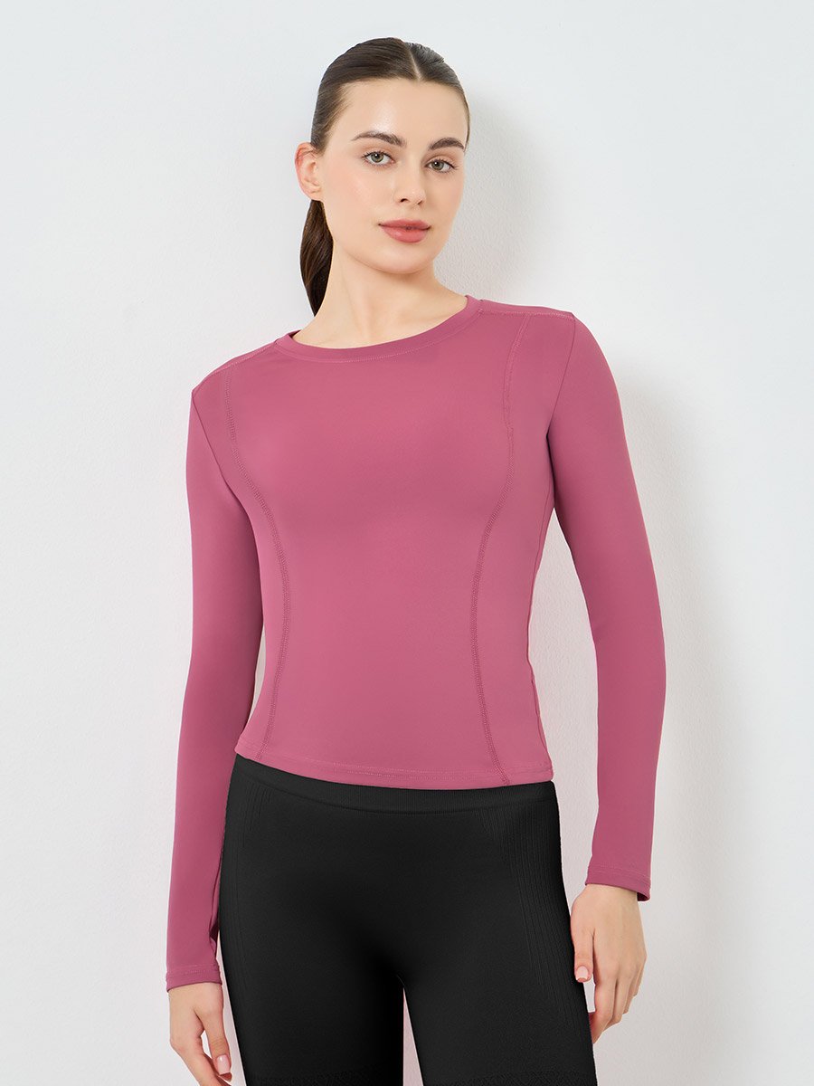 Round Neck Fitted Long Sleeve Top