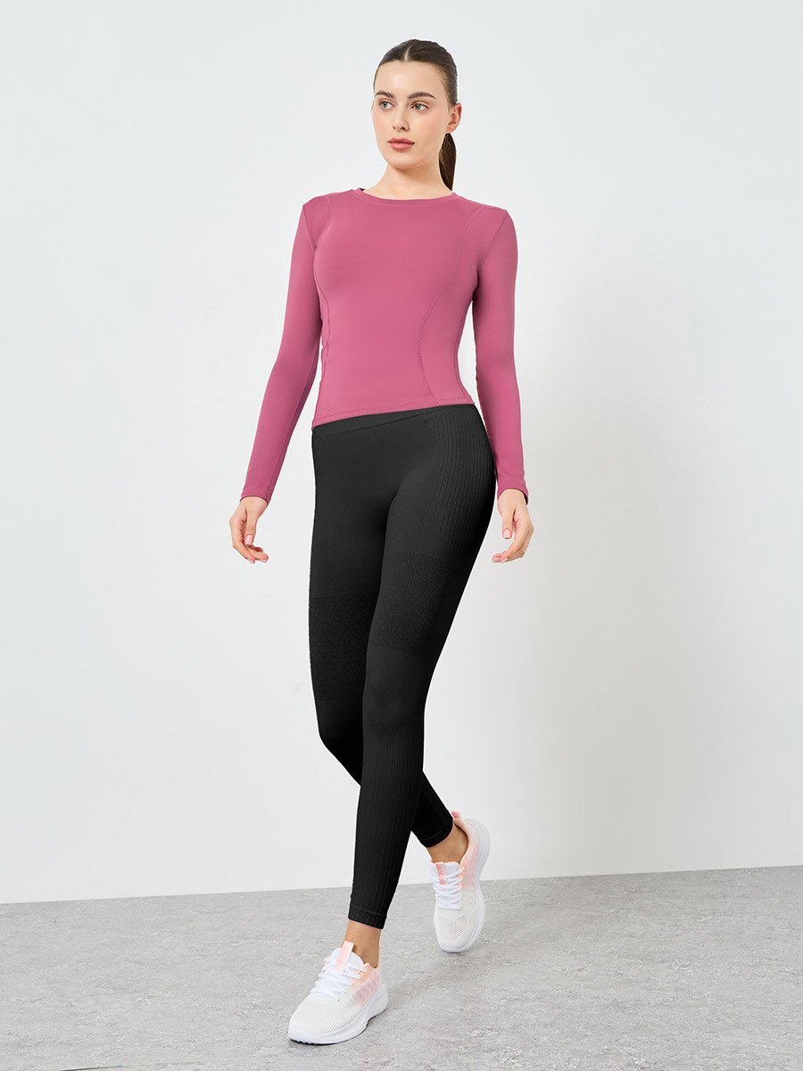 Round Neck Fitted Long Sleeve Top