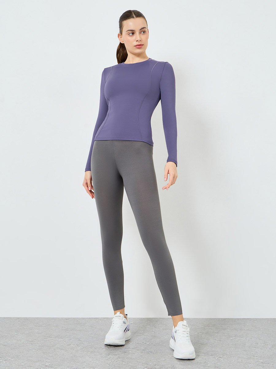 Round Neck Fitted Long Sleeve Top