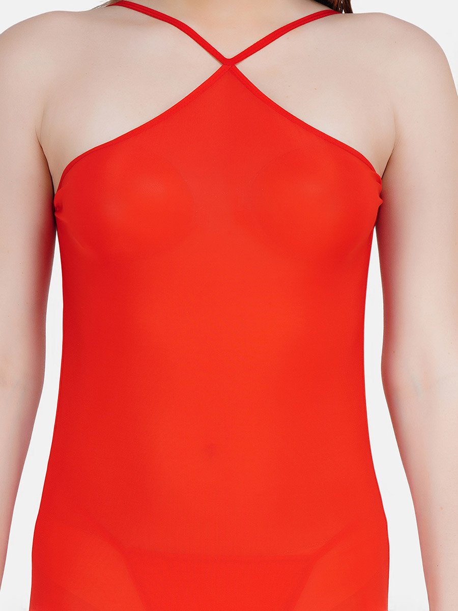 Women Sheer Orange Lingerie Set
