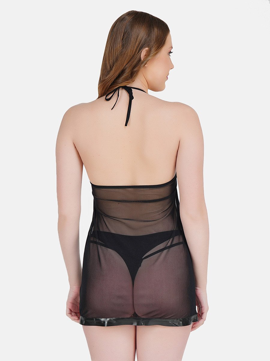 Women Black Lace Babydoll with Brief Set