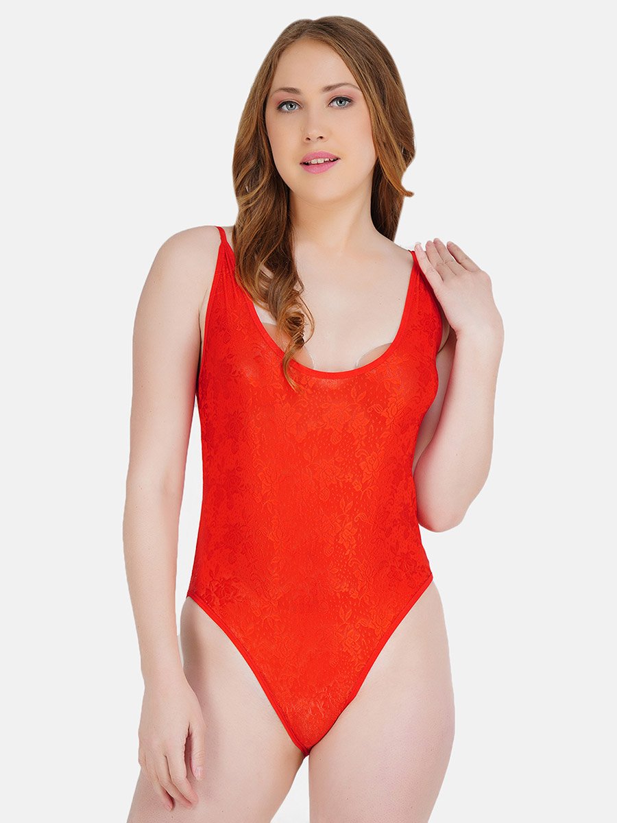 Red Self-Design Bodysuit