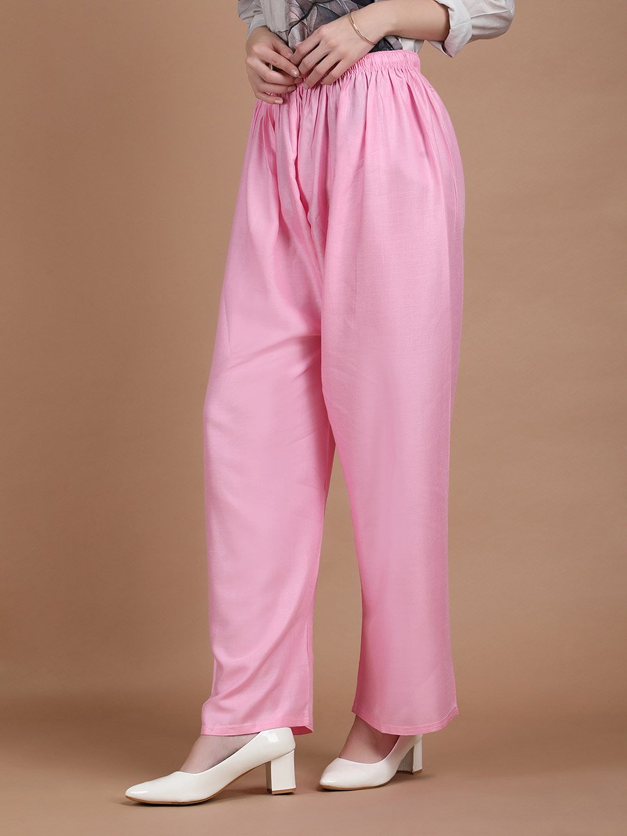 Pink Wide Leg Ethnic Palazzos
