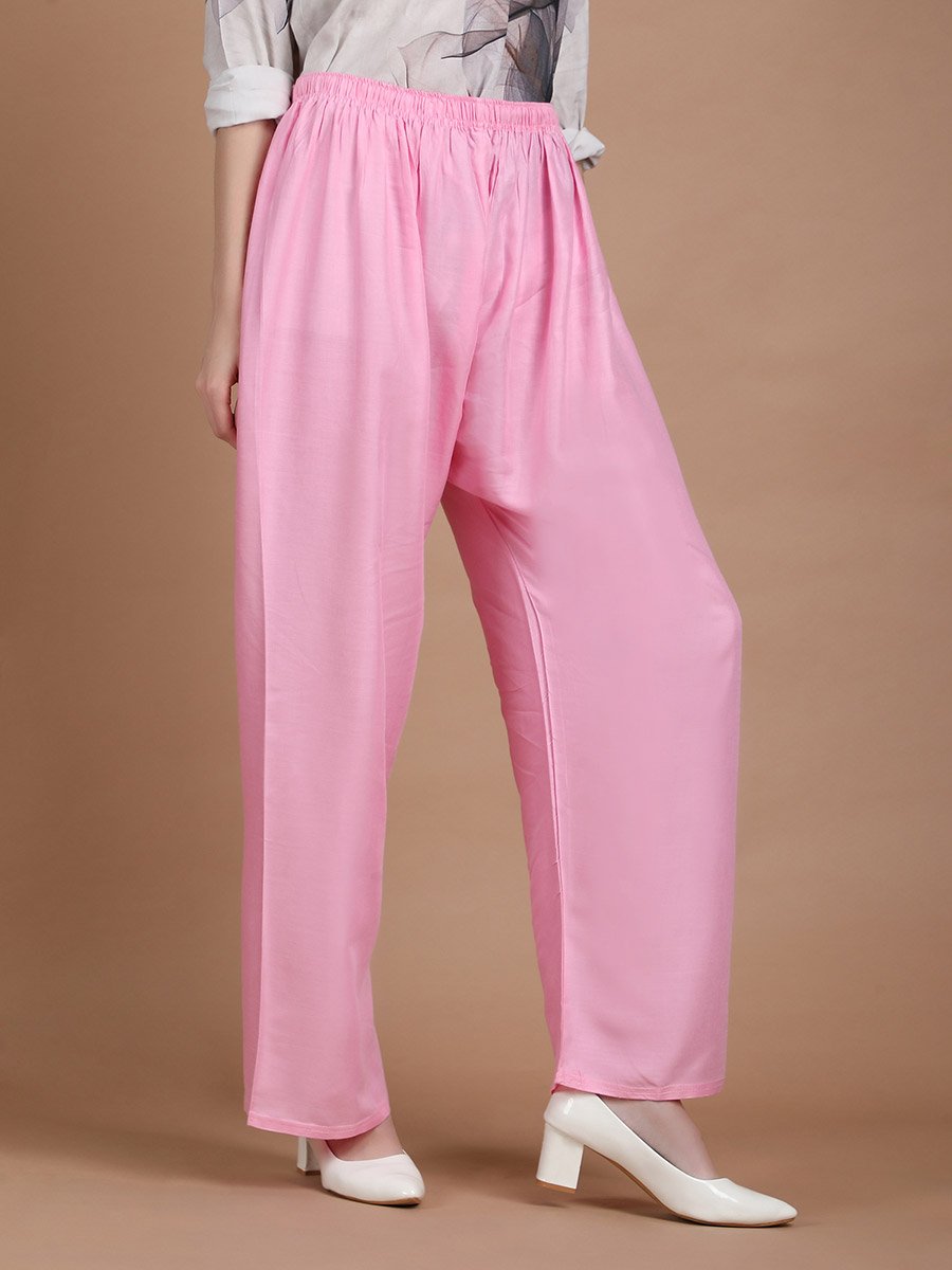 Pink Wide Leg Ethnic Palazzos