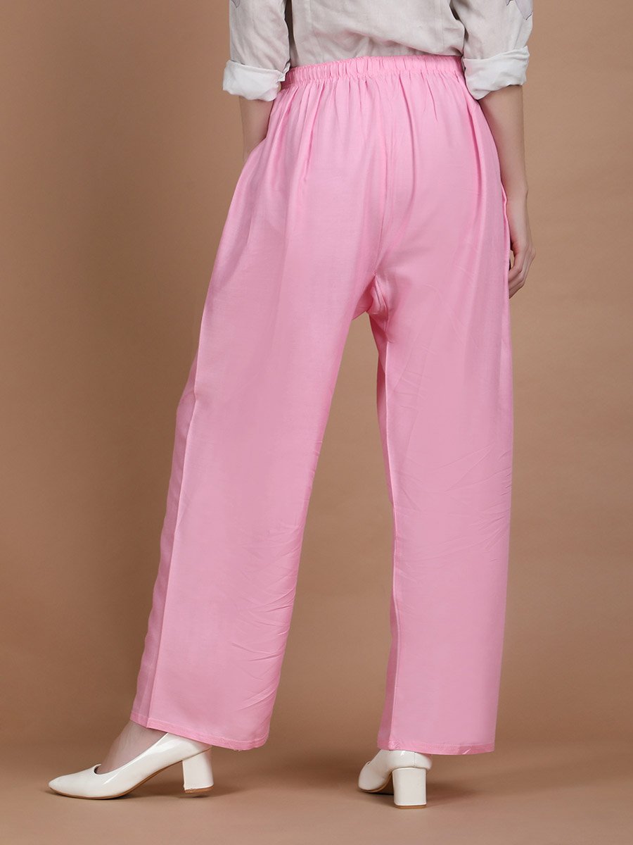 Pink Wide Leg Ethnic Palazzos