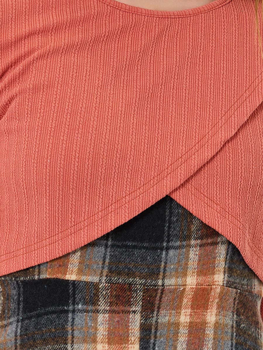 Women Knit Cardigan and Checked Cami Dress Co-Ords