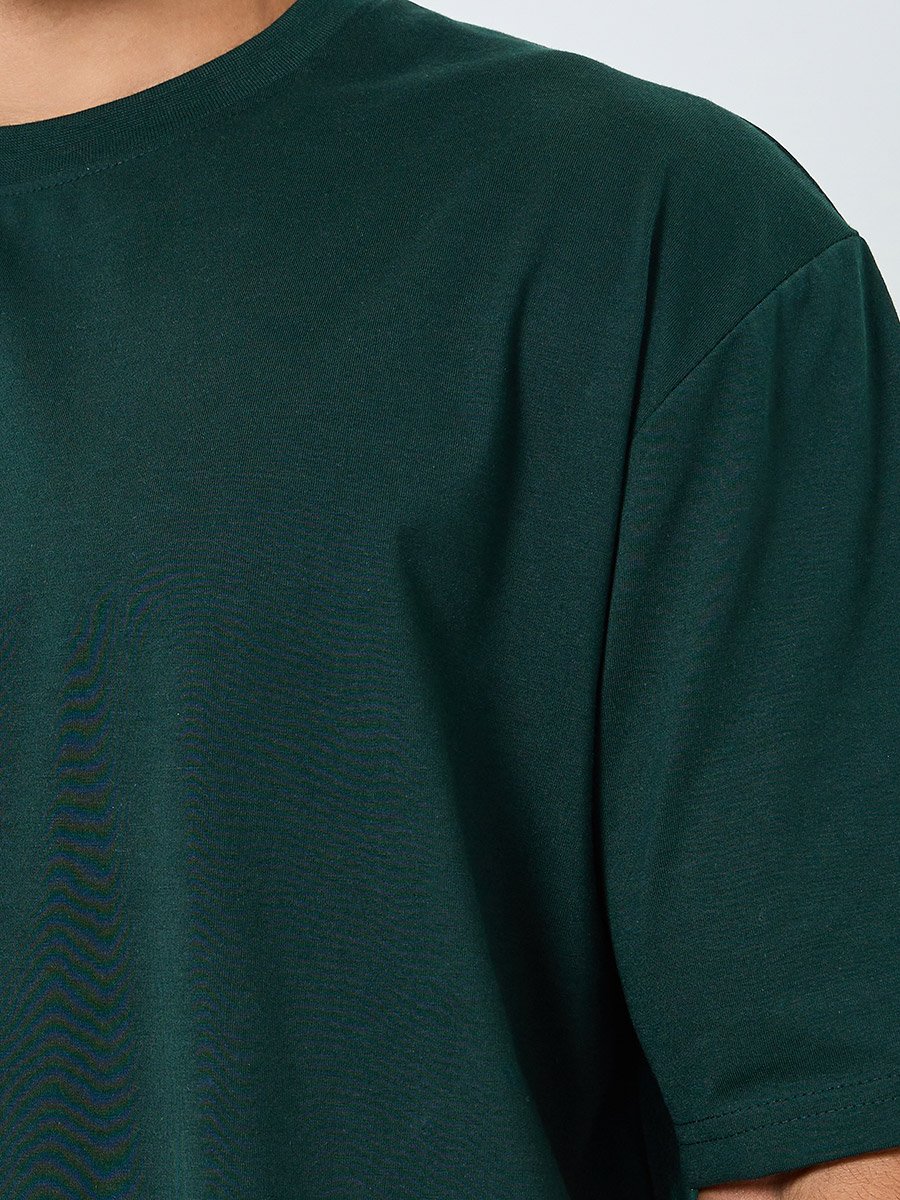 Men Green Graphic Oversized T-Shirt