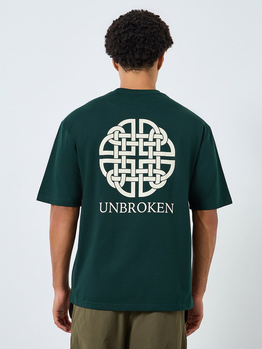 Men Green Graphic Oversized T-Shirt