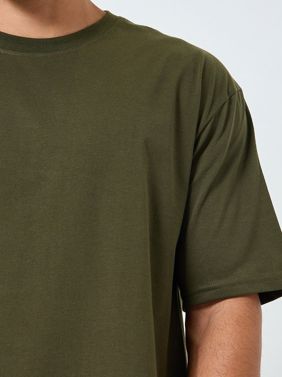 Men Green Wavy Graphic Oversized T-Shirt