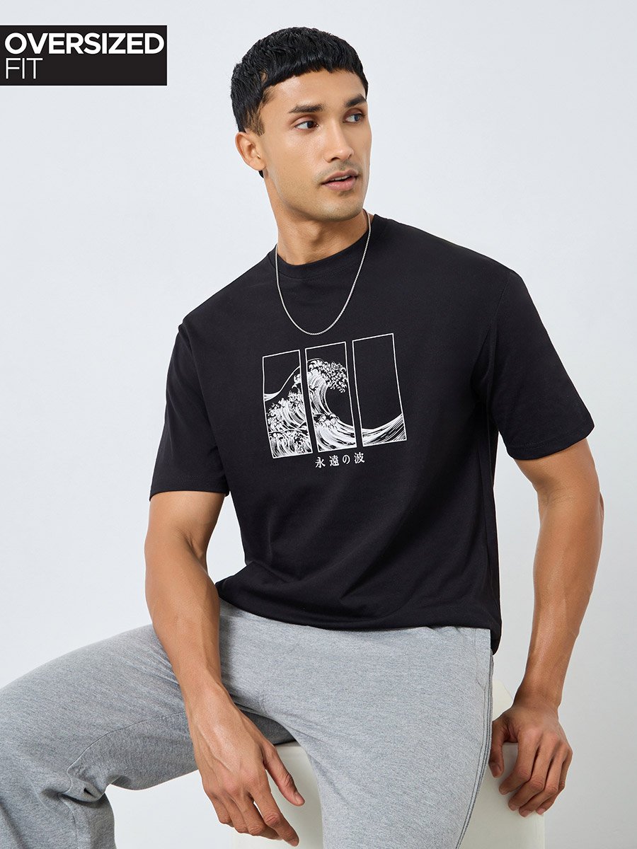 Men Beach Wave Print Regular T-Shirt
