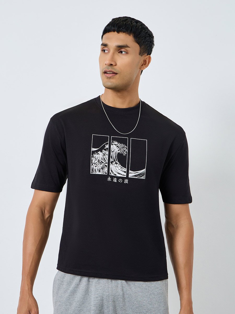 Men Beach Wave Print Regular T-Shirt