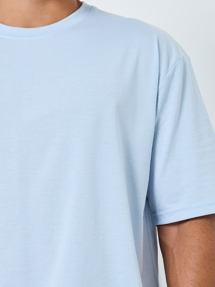 Men Blue Palm Tree Graphic Oversized T-Shirt