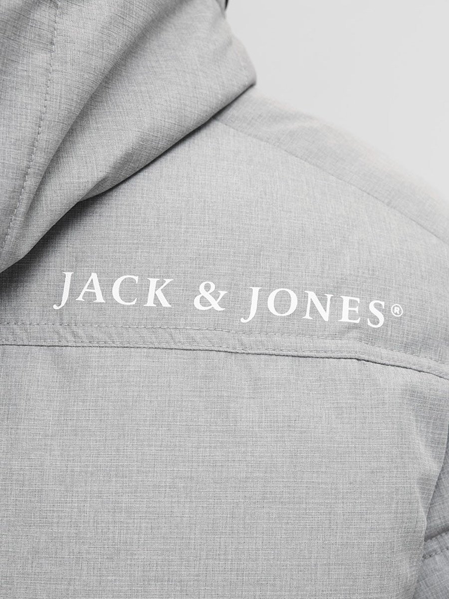 Grey Zip-Up Hooded Puffer Jacket