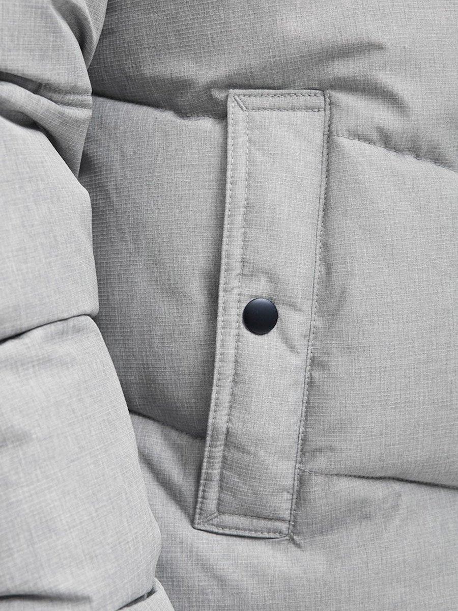 Grey Zip-Up Hooded Puffer Jacket