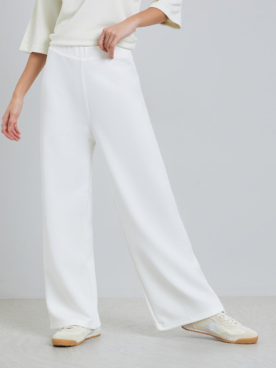 Off White Wide Leg Scuba Joggers