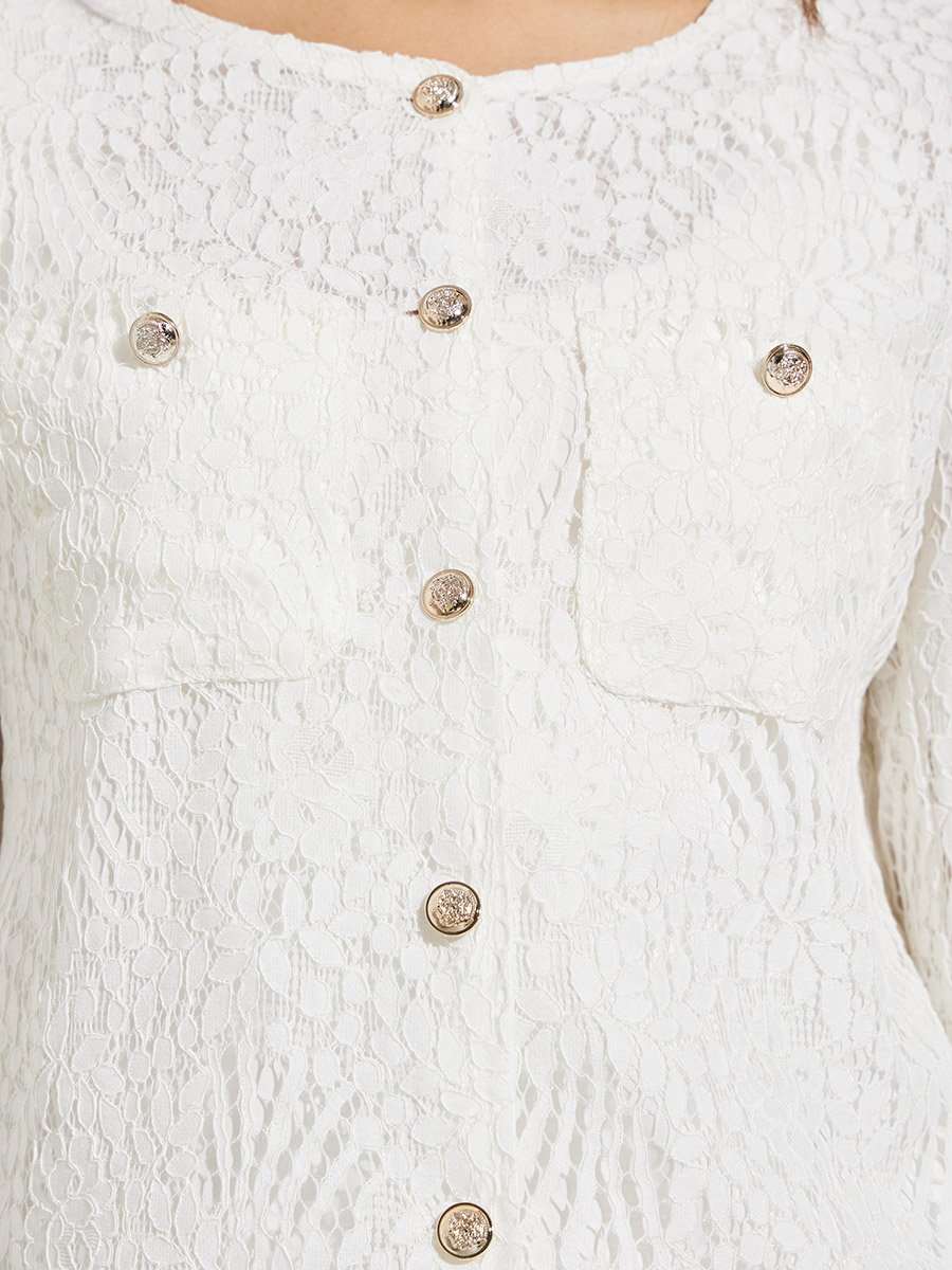 Women Regular Fit Lace Overlay Jacket