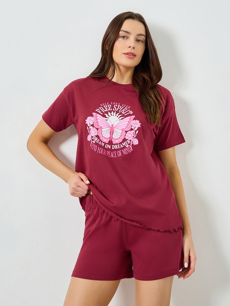 Self Love Butterfly Print Top and Shorts Set