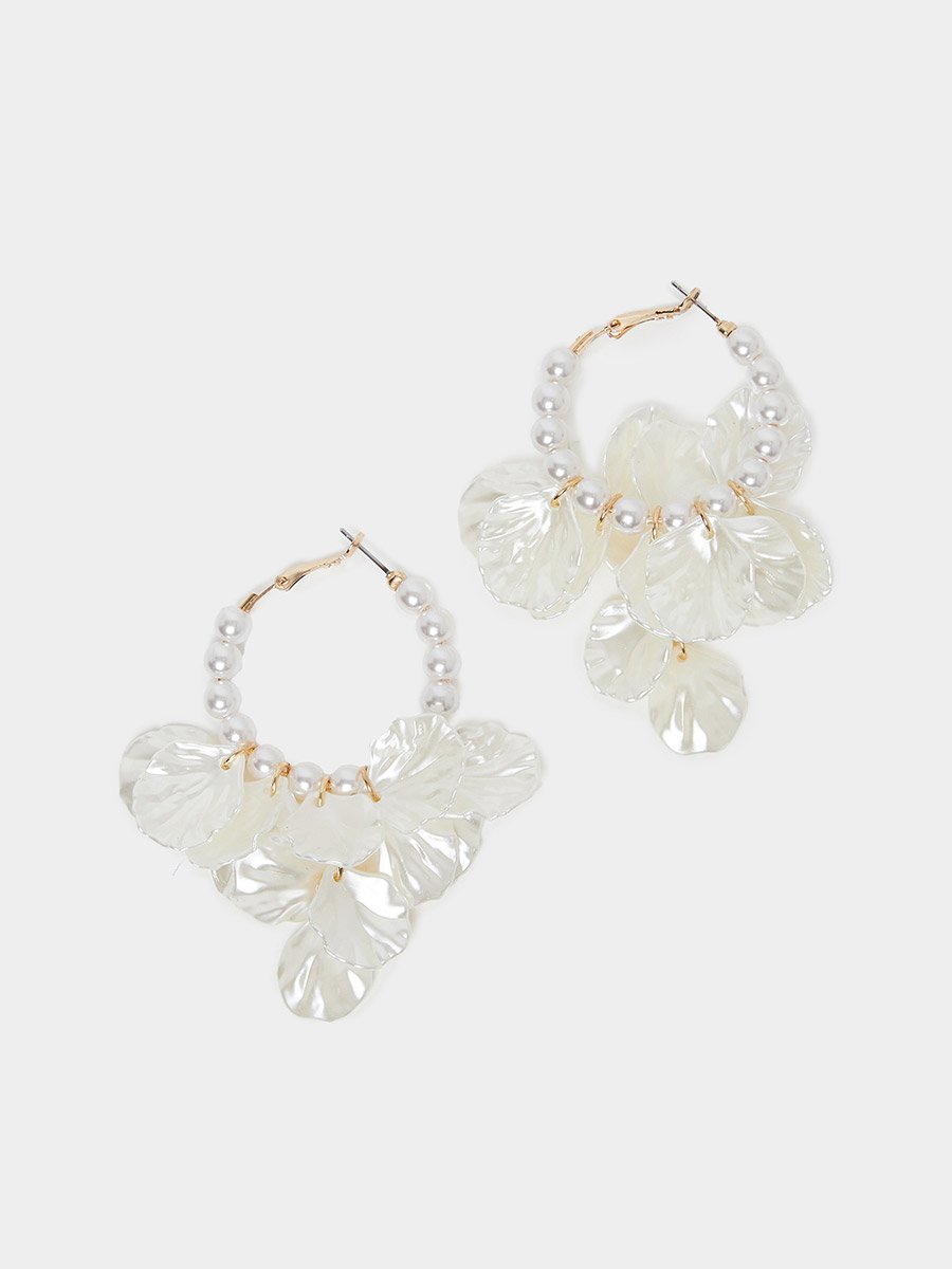 Pearl and Petal Hoop Earrings