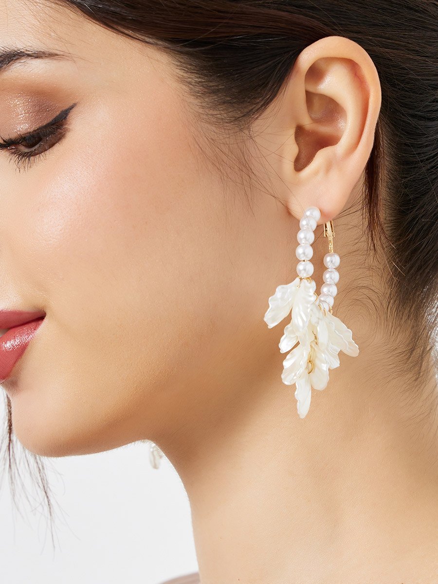 Pearl and Petal Hoop Earrings