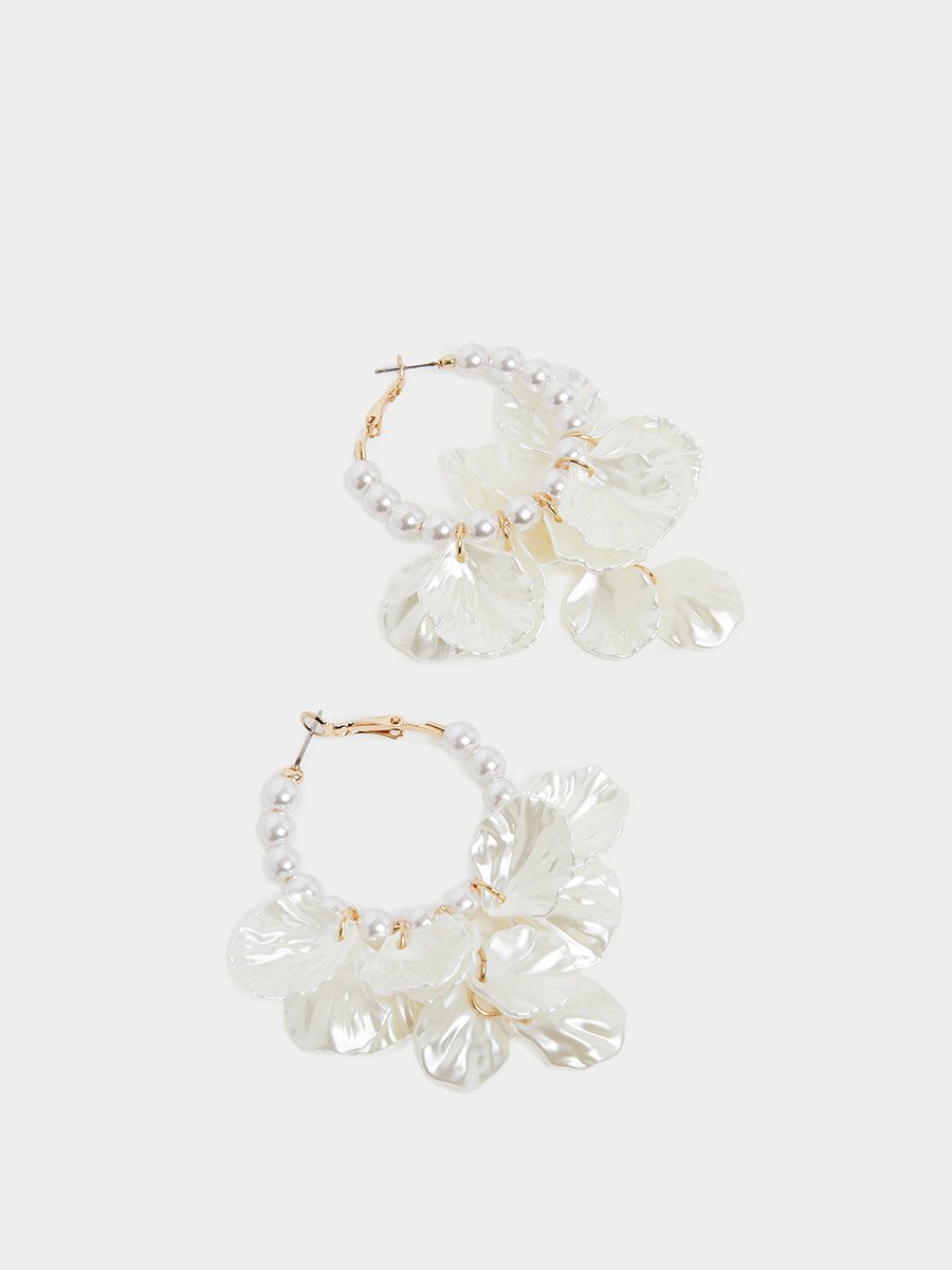 Pearl and Petal Hoop Earrings